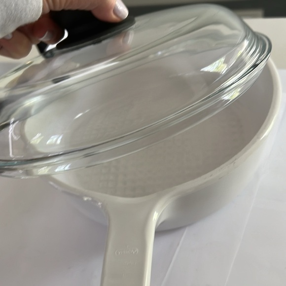 Vintage CORNING VISION White 10” Deep Fryer Fry Pan Skillet 12H w/Pyrex Lid - Picture 9 of 9